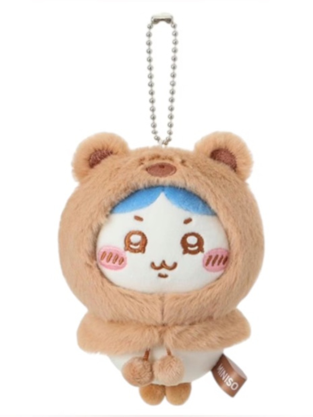 BNWT features a Miniso x Chiikawa Hachiware Fluffy Bear Hood Plush Keychain